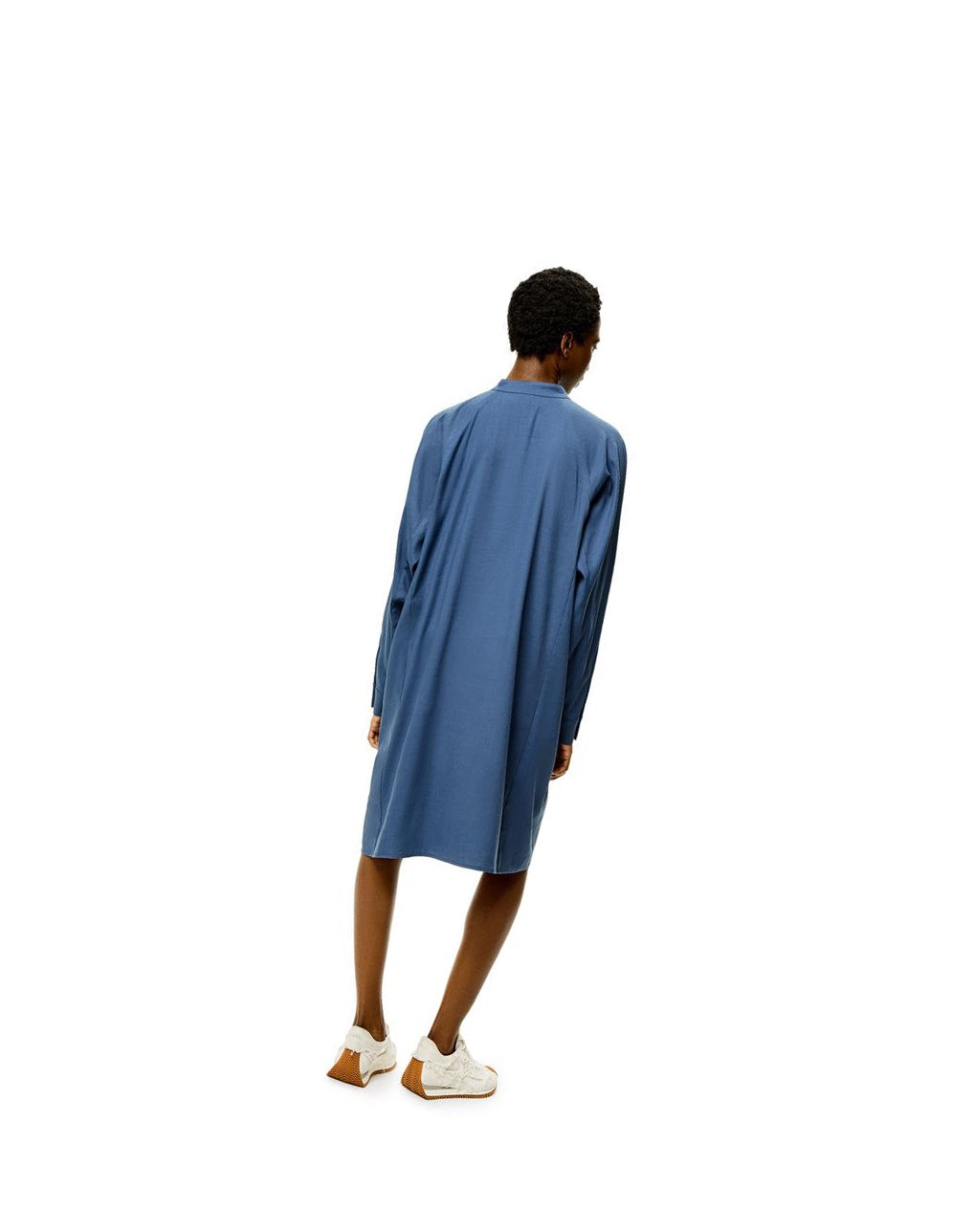Loewe Anagram tunic dress in linen and cotton Azules | UHPCL-2410