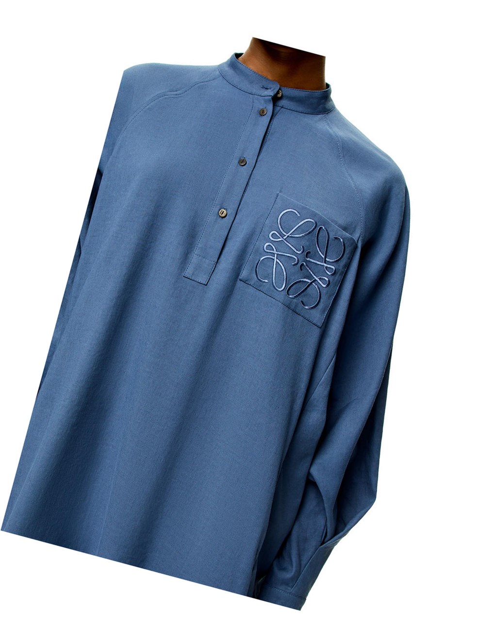 Loewe Anagram tunic dress in linen and cotton Azules | UHPCL-2410