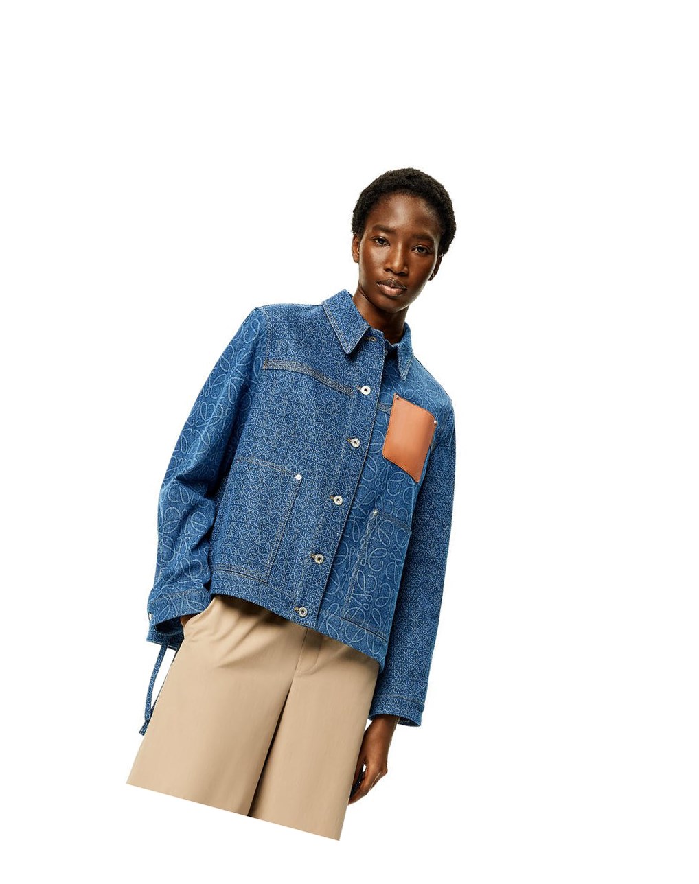Loewe Anagram workwear jacket in denim Azules Azules | OYUCQ-0417