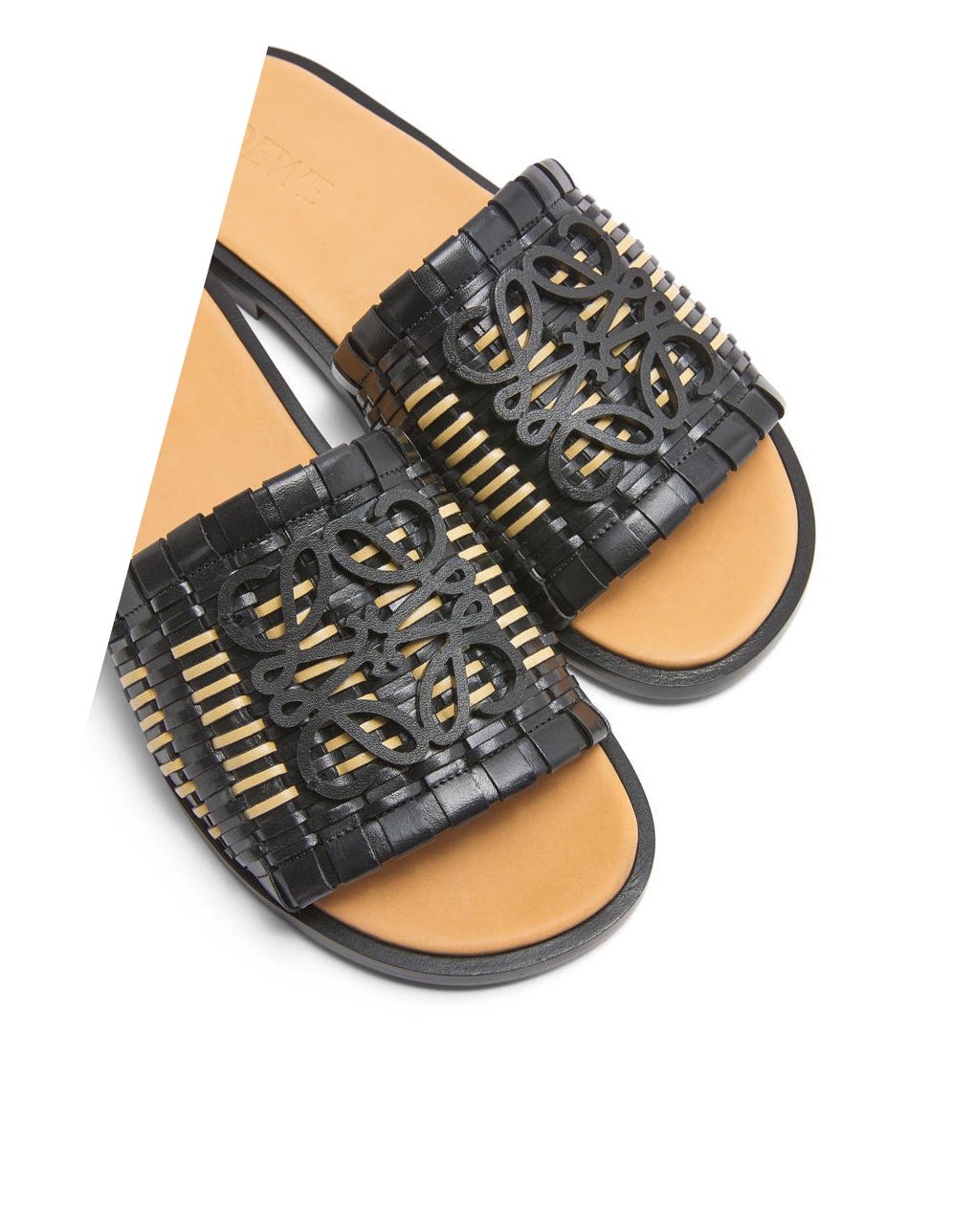 Loewe Anagram woven slide in calfskin Negros | LYWZH-5740