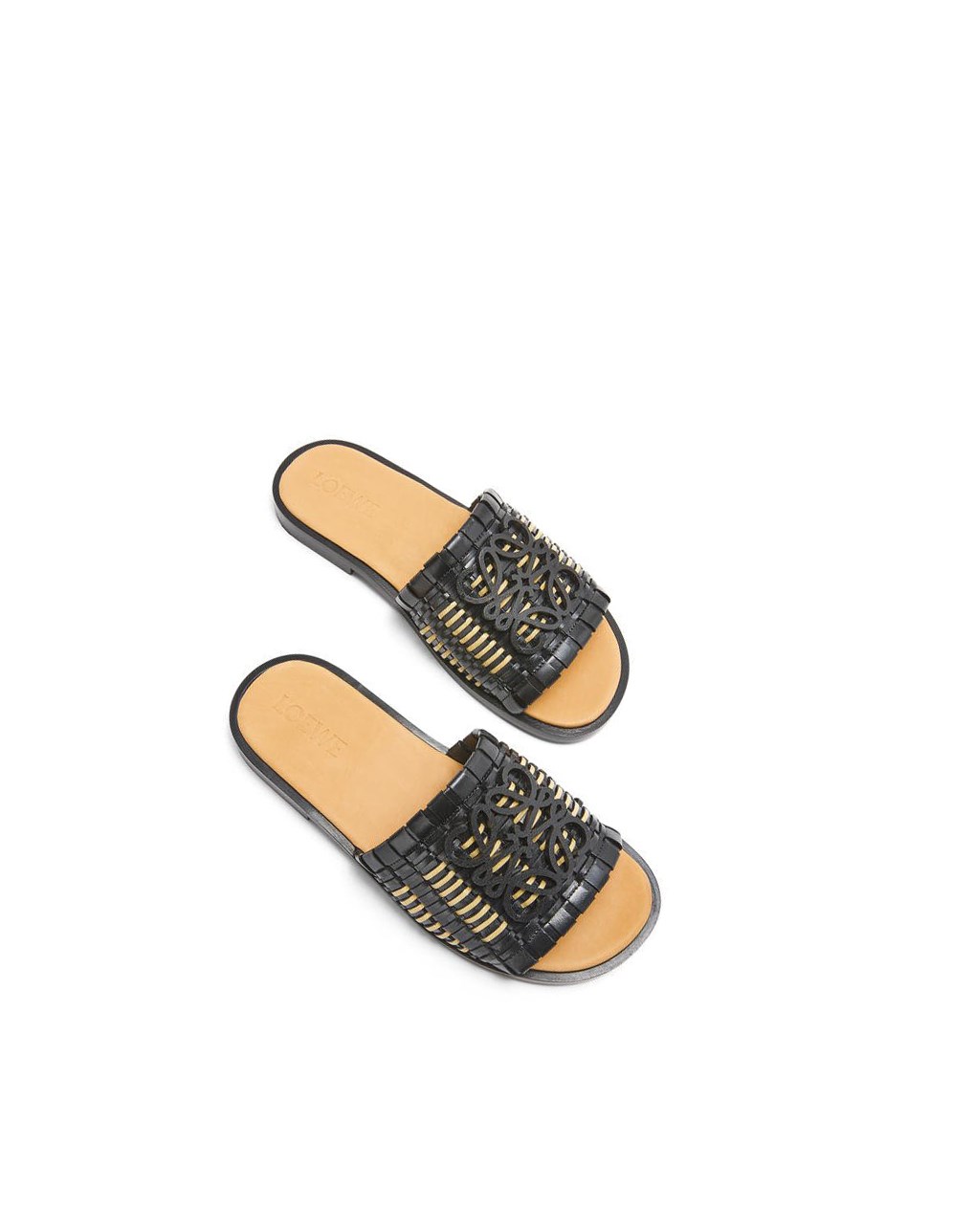Loewe Anagram woven slide in calfskin Negros | XPSHL-7084
