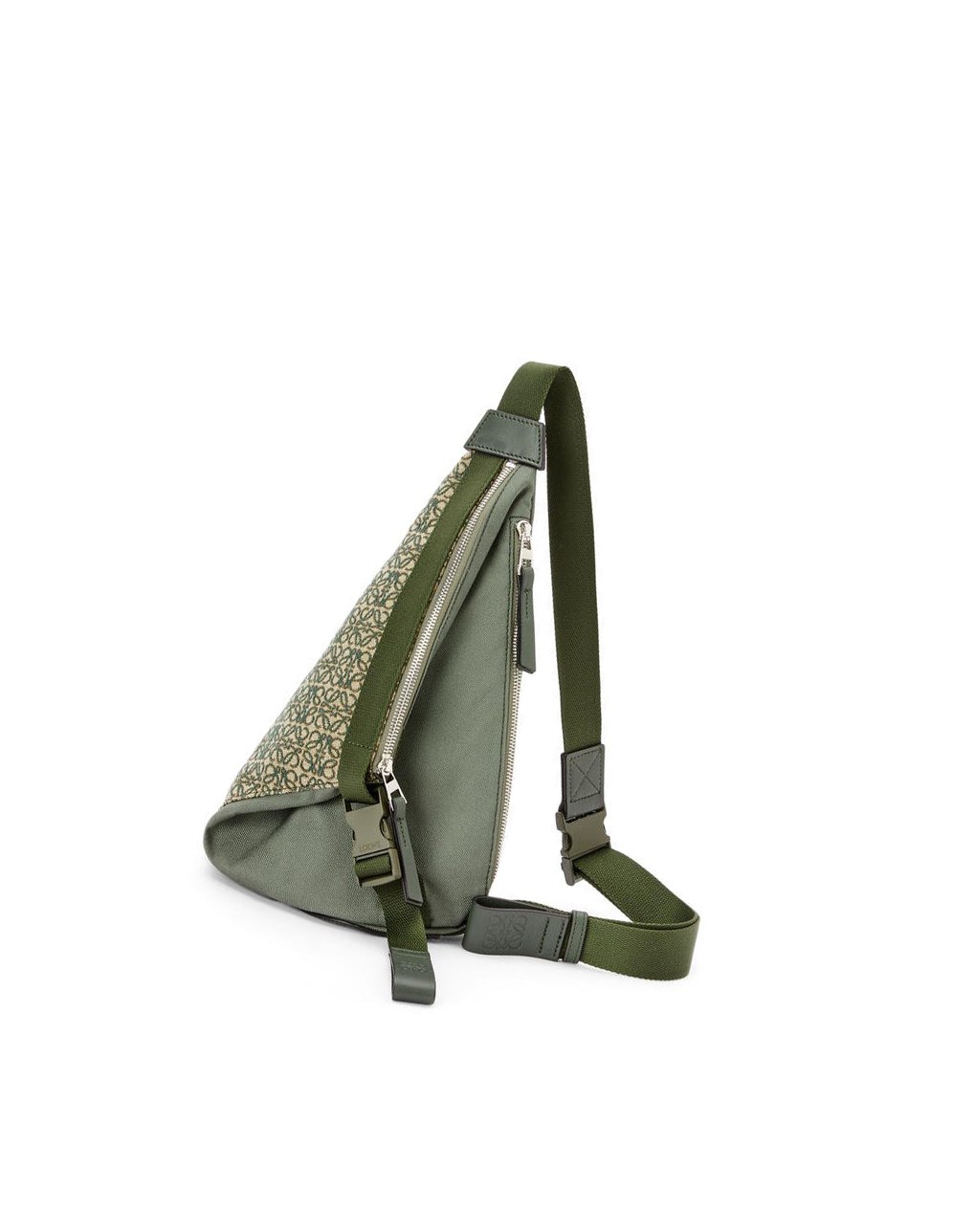 Loewe Anton sling in Anagram jacquard and canvas Kaki Verdes | NWDHF-1927