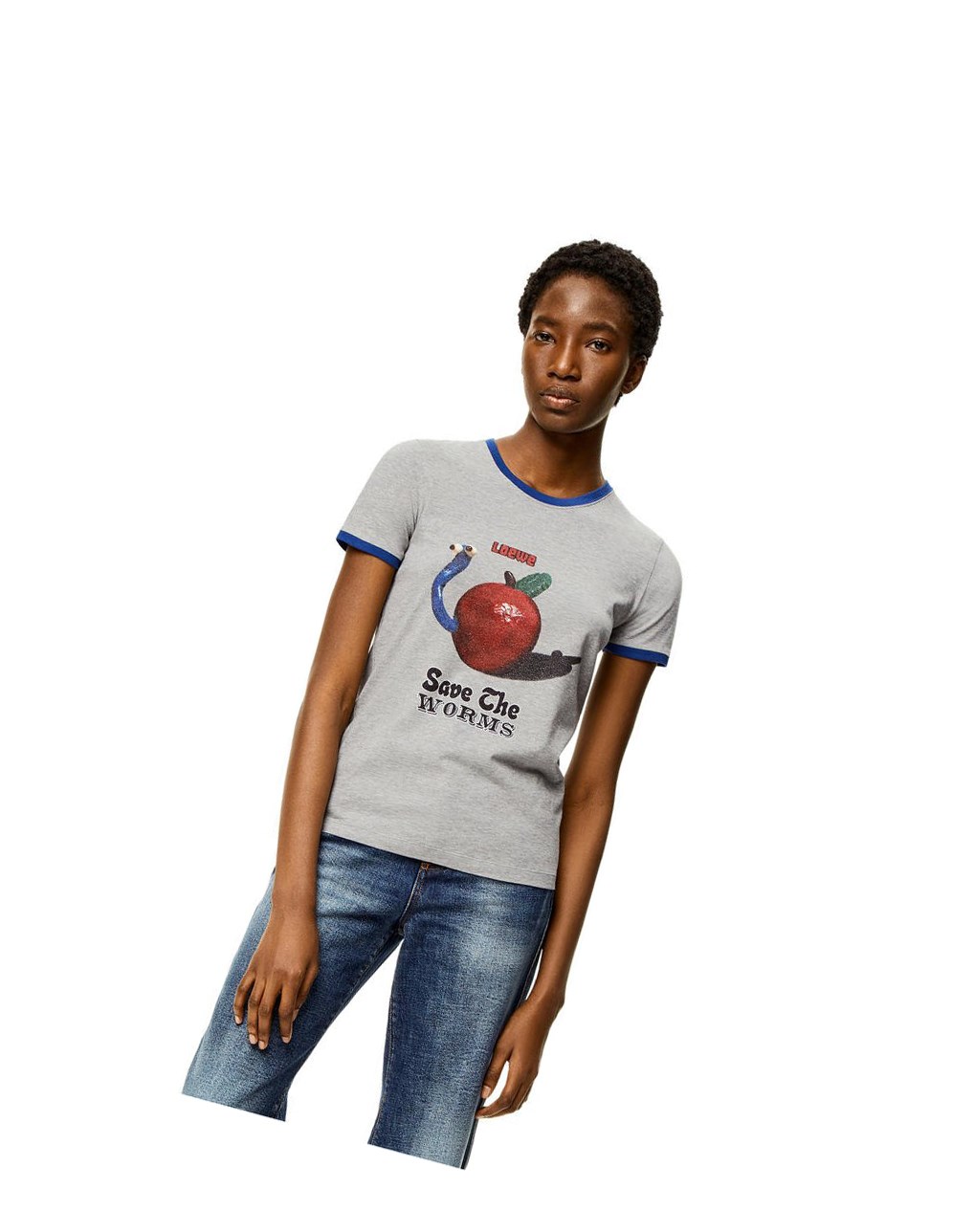 Loewe Apple print T-shirt in cotton Grises | XPBMD-2784