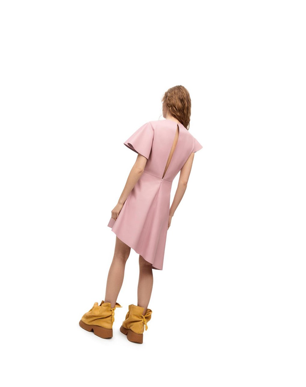 Loewe Asymmetric dress in nappa Rosas Claro | PIQFL-3790