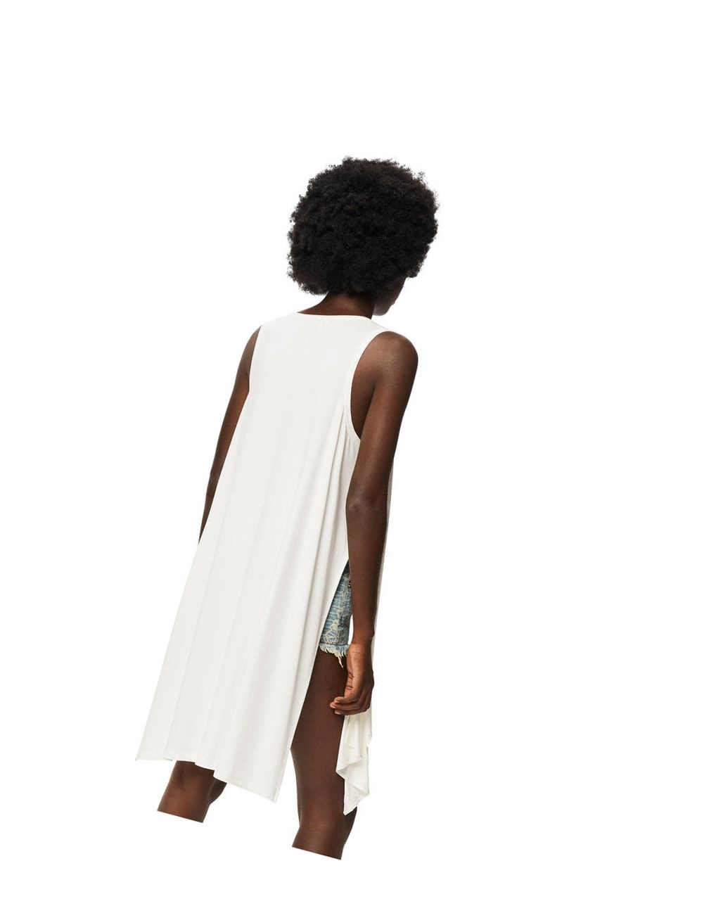 Loewe Asymmetric tank top in viscose Blancos | AJLIO-0426