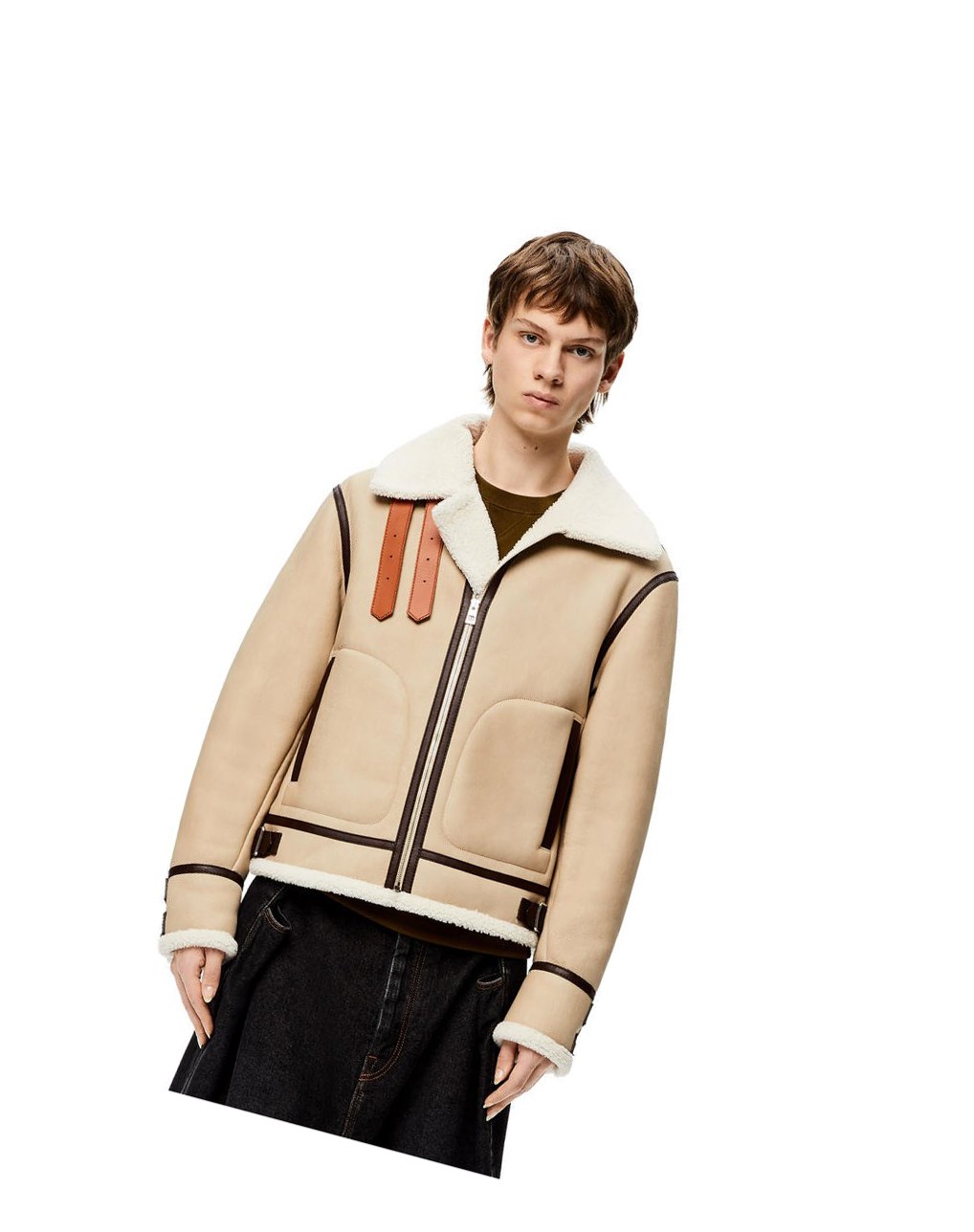 Loewe Aviator jacket in shearling Blancos Marrom | FGZDB-1495