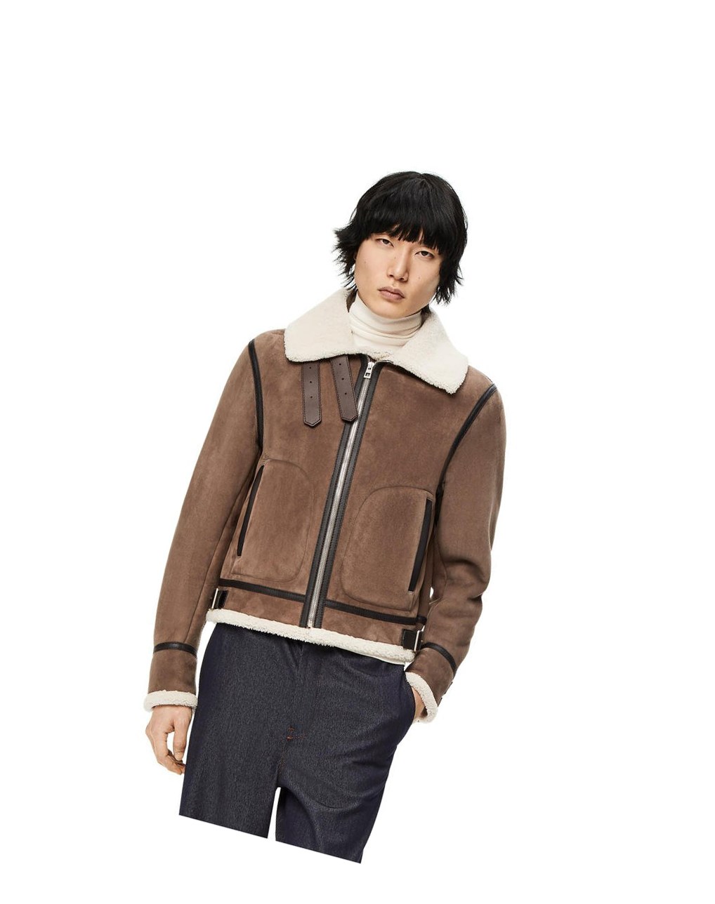 Loewe Aviator jacket in shearling Natural / Taupe | DOVFI-8546