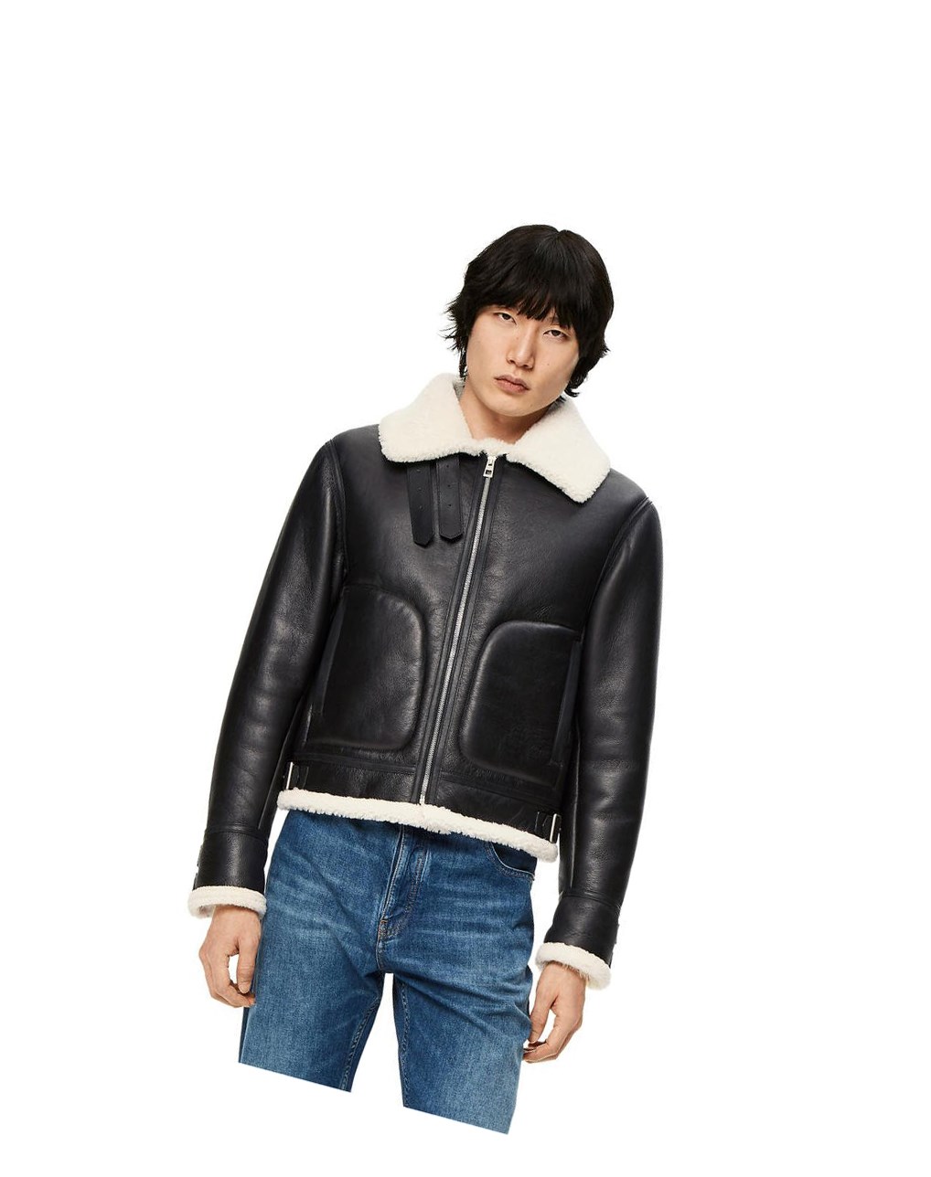 Loewe Aviator jacket in shearling Negros Blancos | PZEBH-6308