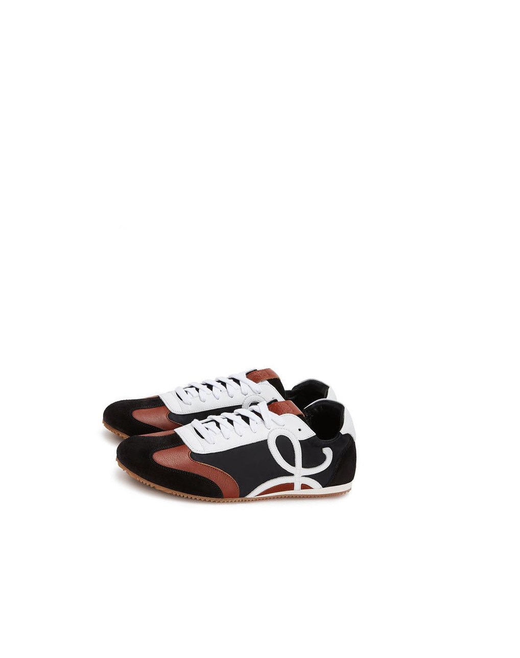 Loewe Ballet runner in nylon and calfskin Negros Blancos Marrom | QBJDS-8390