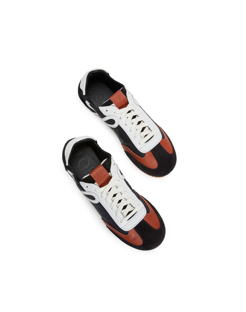 Loewe Ballet runner in nylon and calfskin Negros Blancos Marrom | QBJDS-8390