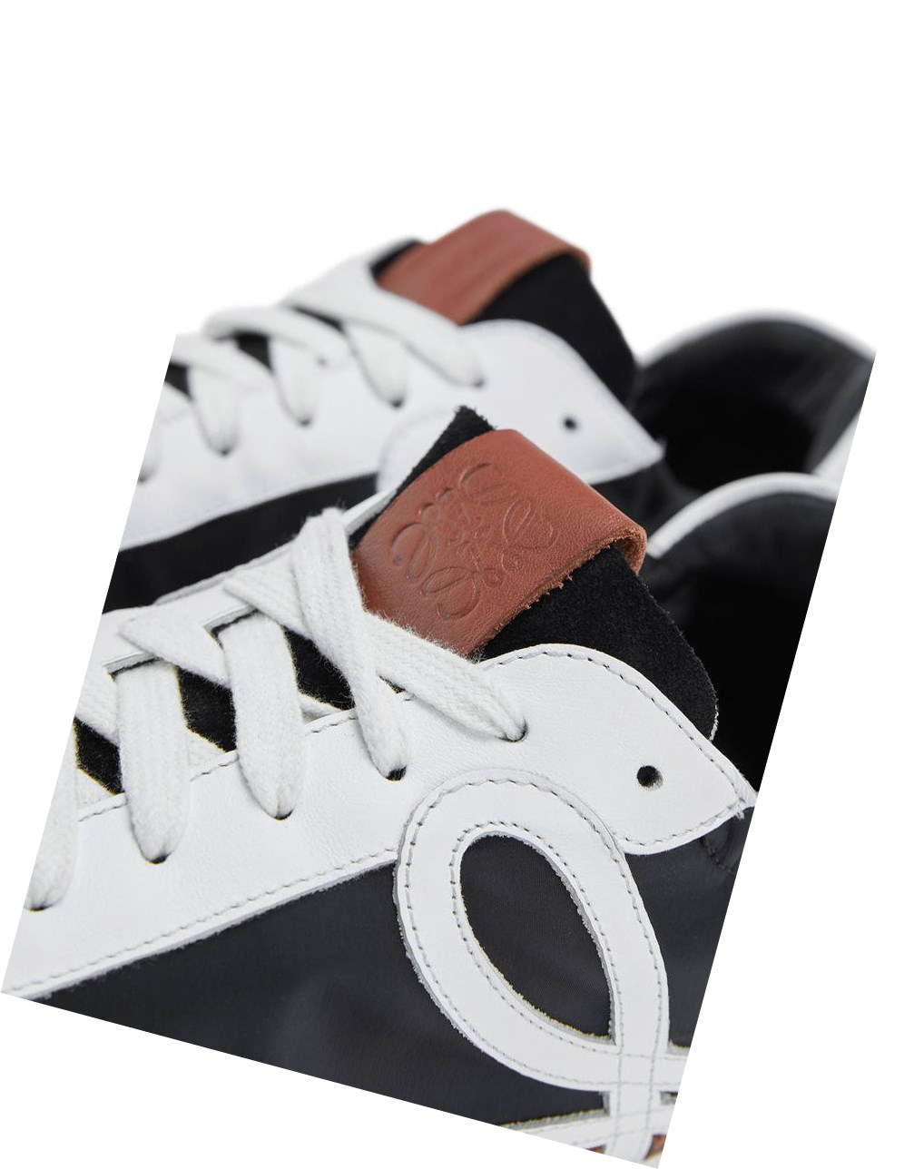 Loewe Ballet runner in nylon and calfskin Negros Blancos Marrom | QBJDS-8390