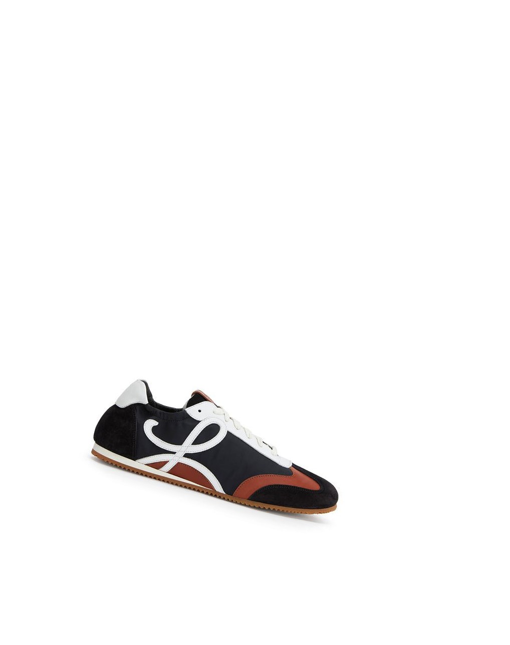 Loewe Ballet runner in nylon and calfskin Negros Blancos Marrom | QBJDS-8390