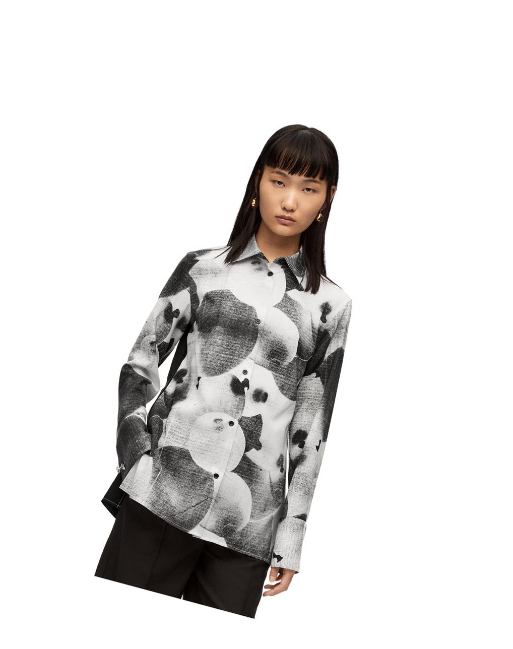 Loewe Balloon print shirt in wool Negros Blancos | FQCRJ-3189