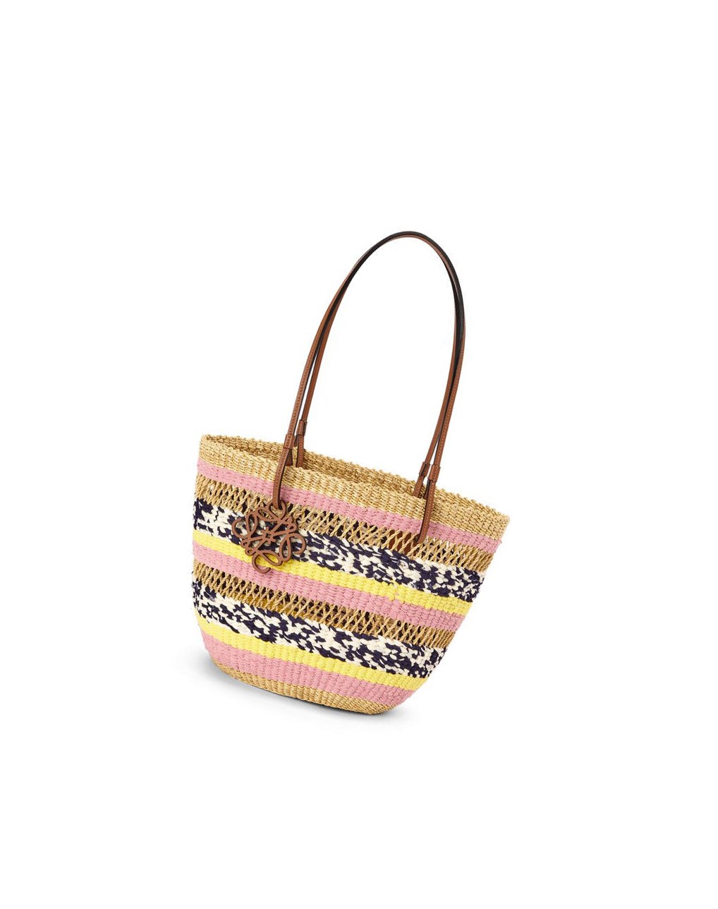 Loewe Basket Tote in elephant grass and calfskin Rosas | IOEBF-5234