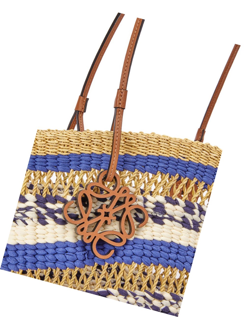 Loewe Basket Tote in elephant grass and calfskin Azules | IYRDW-4539