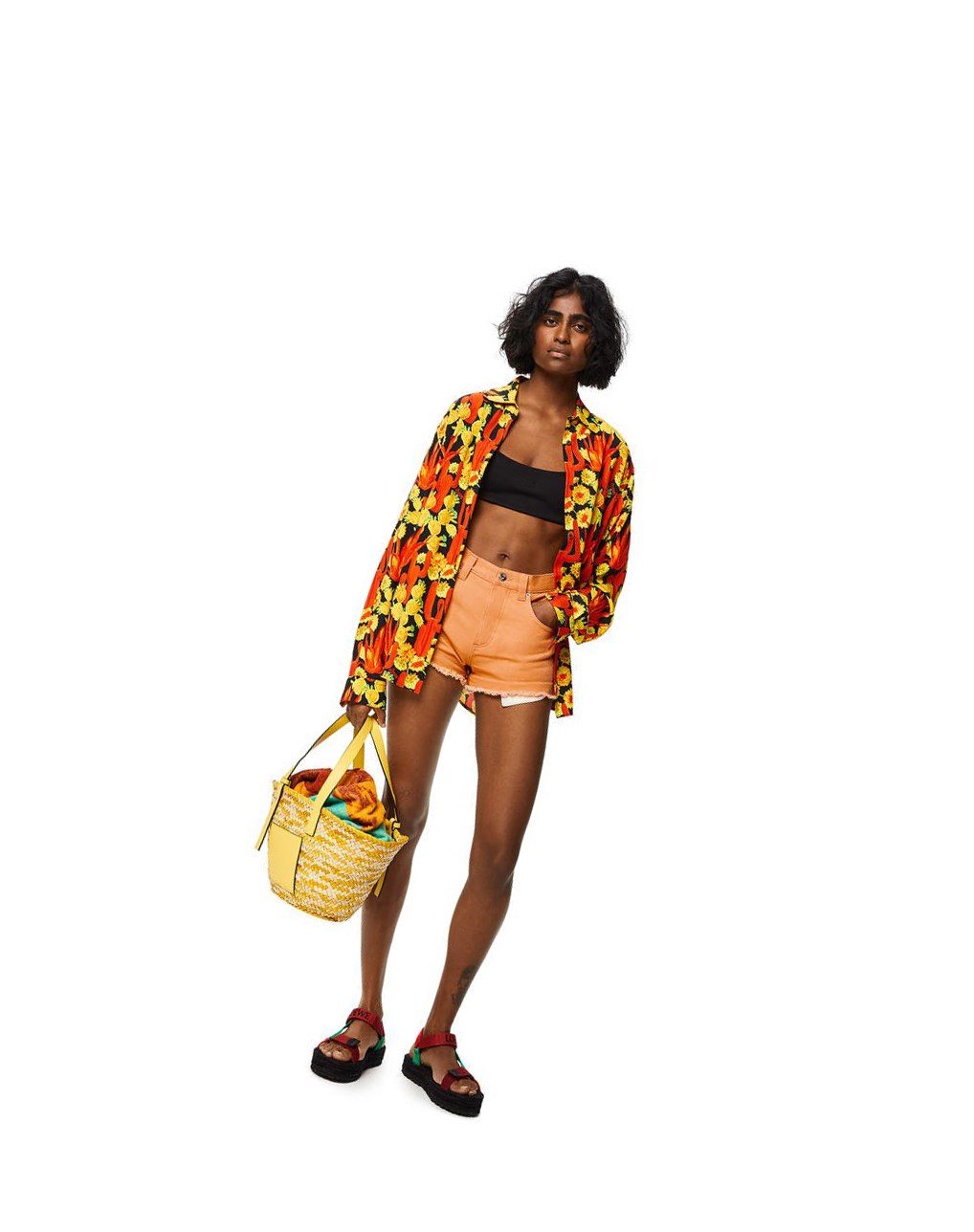Loewe Basket bag in palm leaf and calfskin Azules | IUJQC-3457