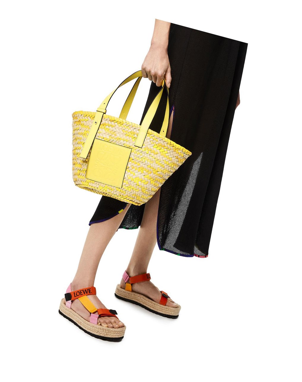 Loewe Basket bag in palm leaf and calfskin Azules | IUJQC-3457