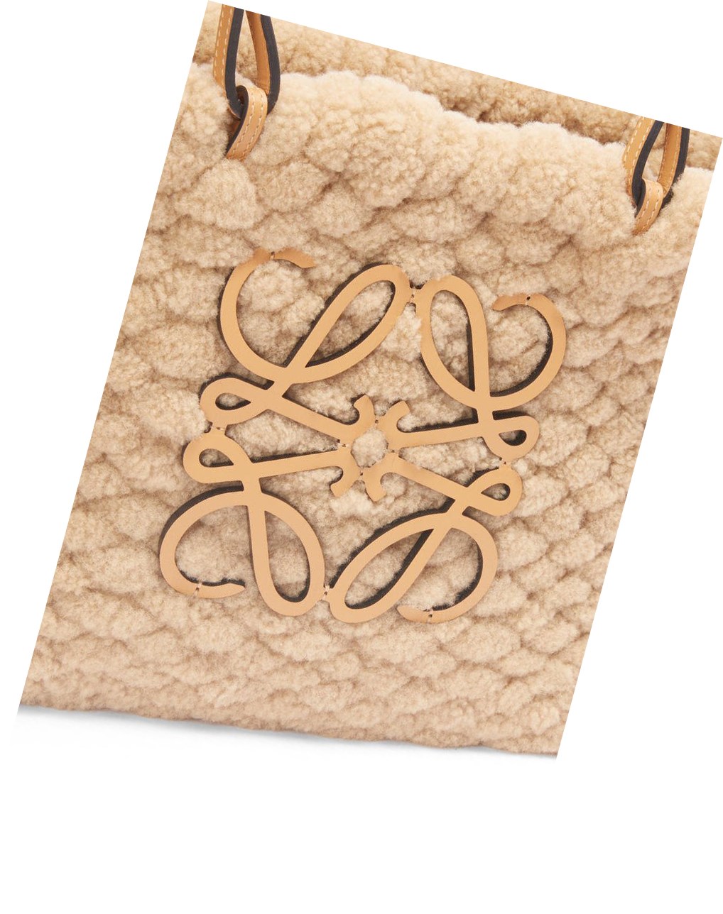 Loewe Basket bag in shearling Camel | LUNBZ-0468