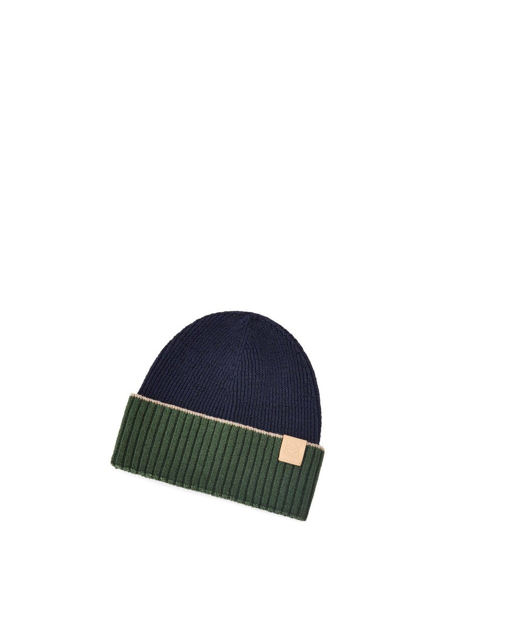 Loewe Beanie in linen and cotton Azul Marino Azules Kaki Verdes | UGTWF-7159