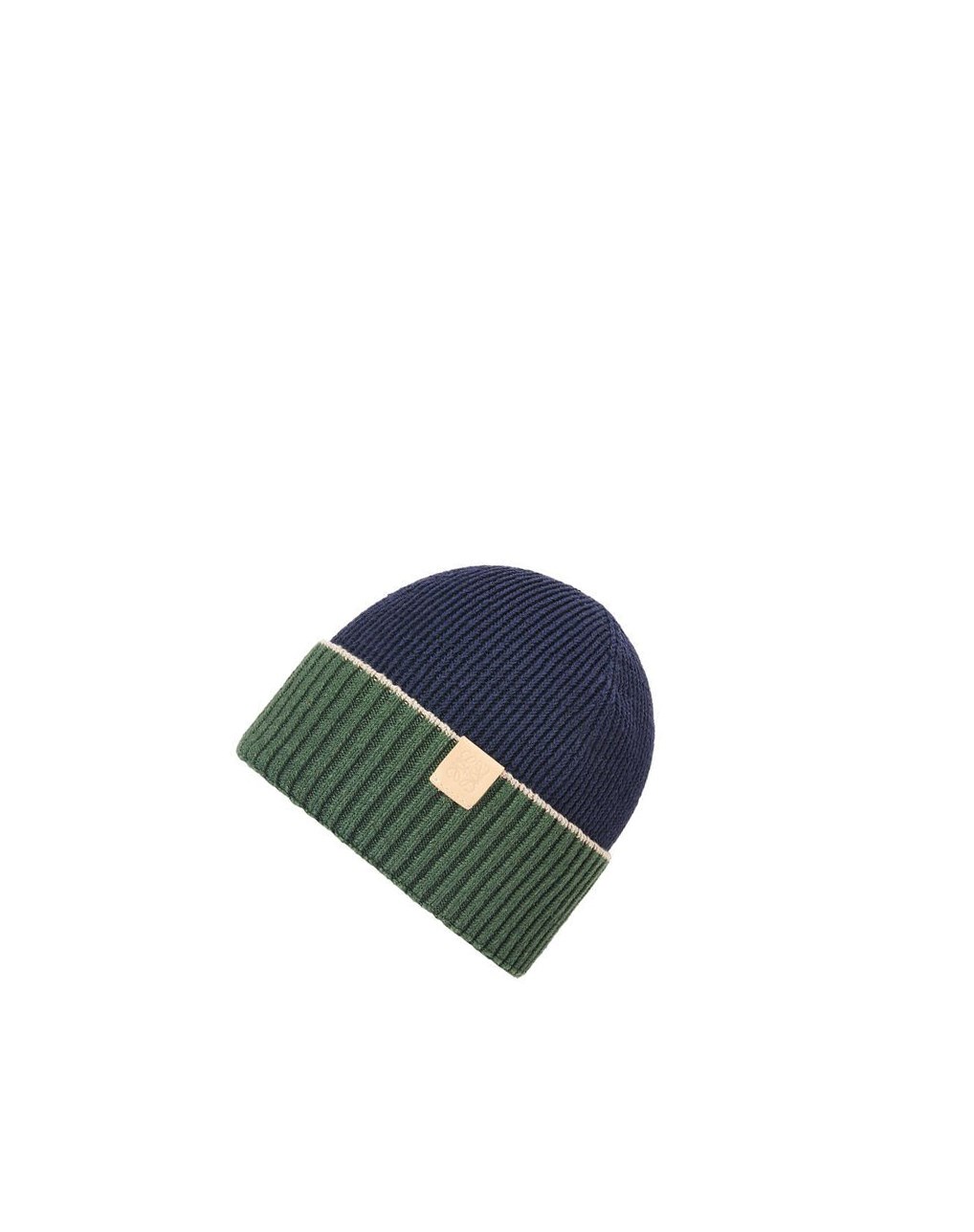 Loewe Beanie in linen and cotton Azul Marino Azules Kaki Verdes | UGTWF-7159