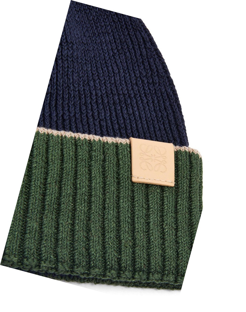 Loewe Beanie in linen and cotton Azul Marino Azules Kaki Verdes | UGTWF-7159