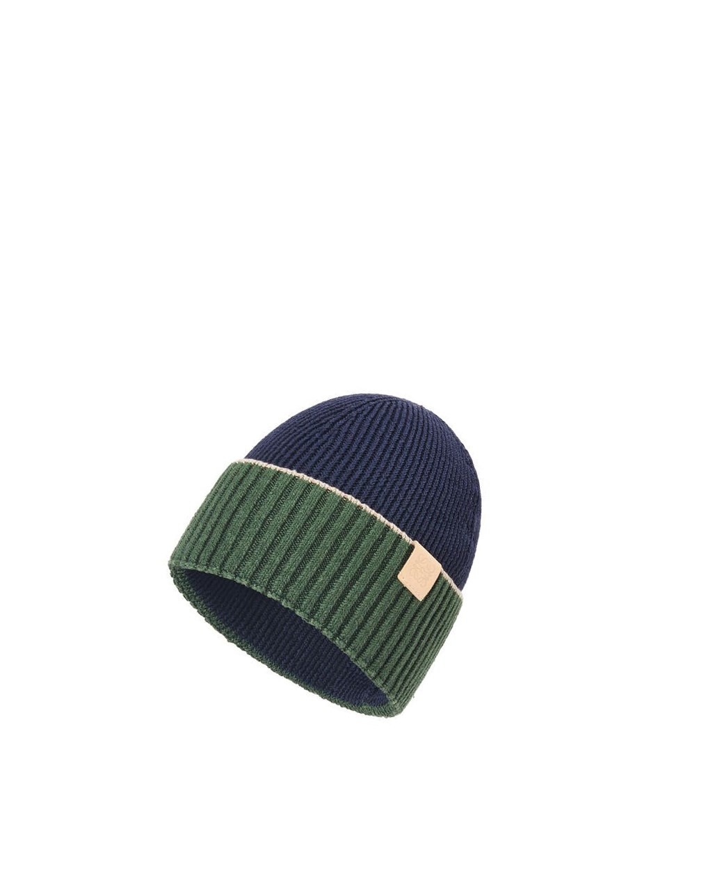 Loewe Beanie in linen and cotton Azul Marino Azules Kaki Verdes | UGTWF-7159