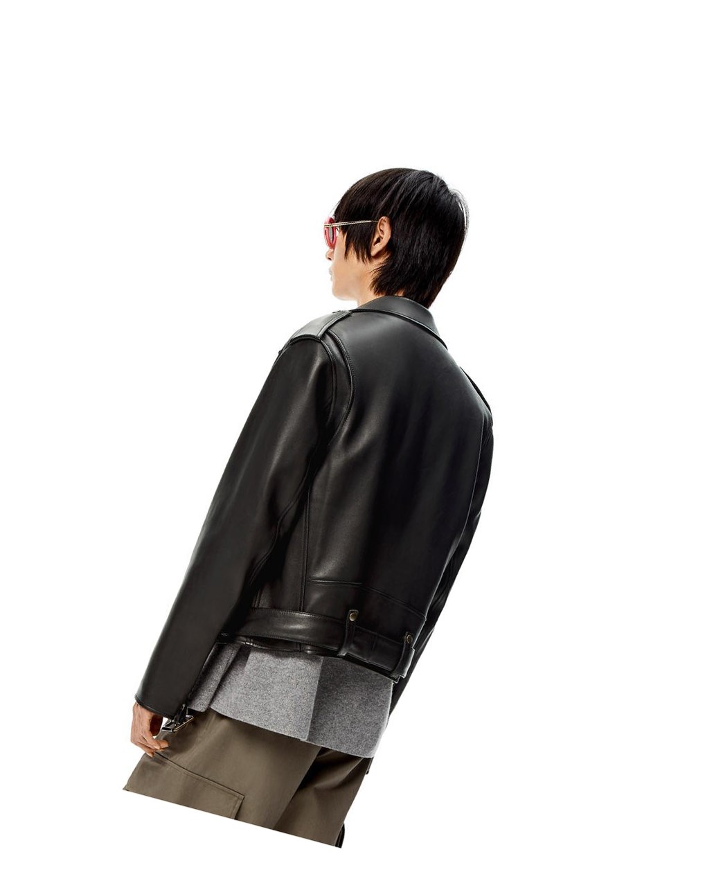 Loewe Belted biker jacket in nappa Negros | KLEJR-5902
