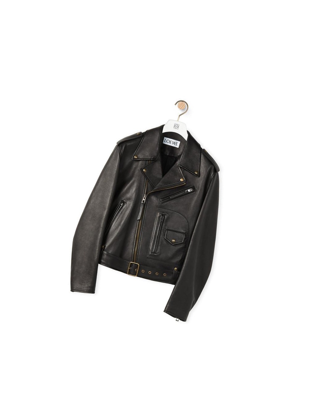 Loewe Belted biker jacket in nappa Negros | KLEJR-5902