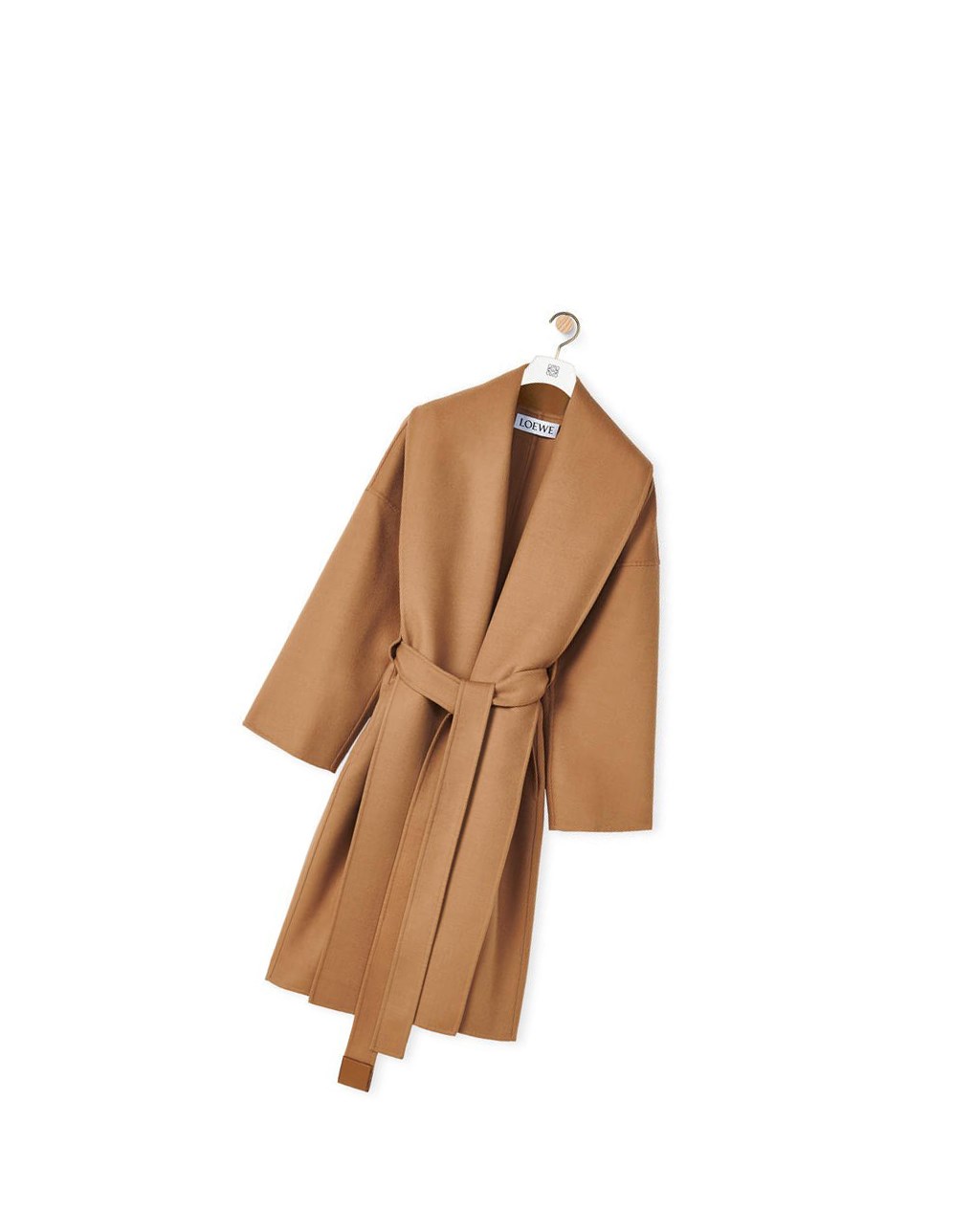Loewe Belted coat in wool and cashmere Camel | KUGMV-5723