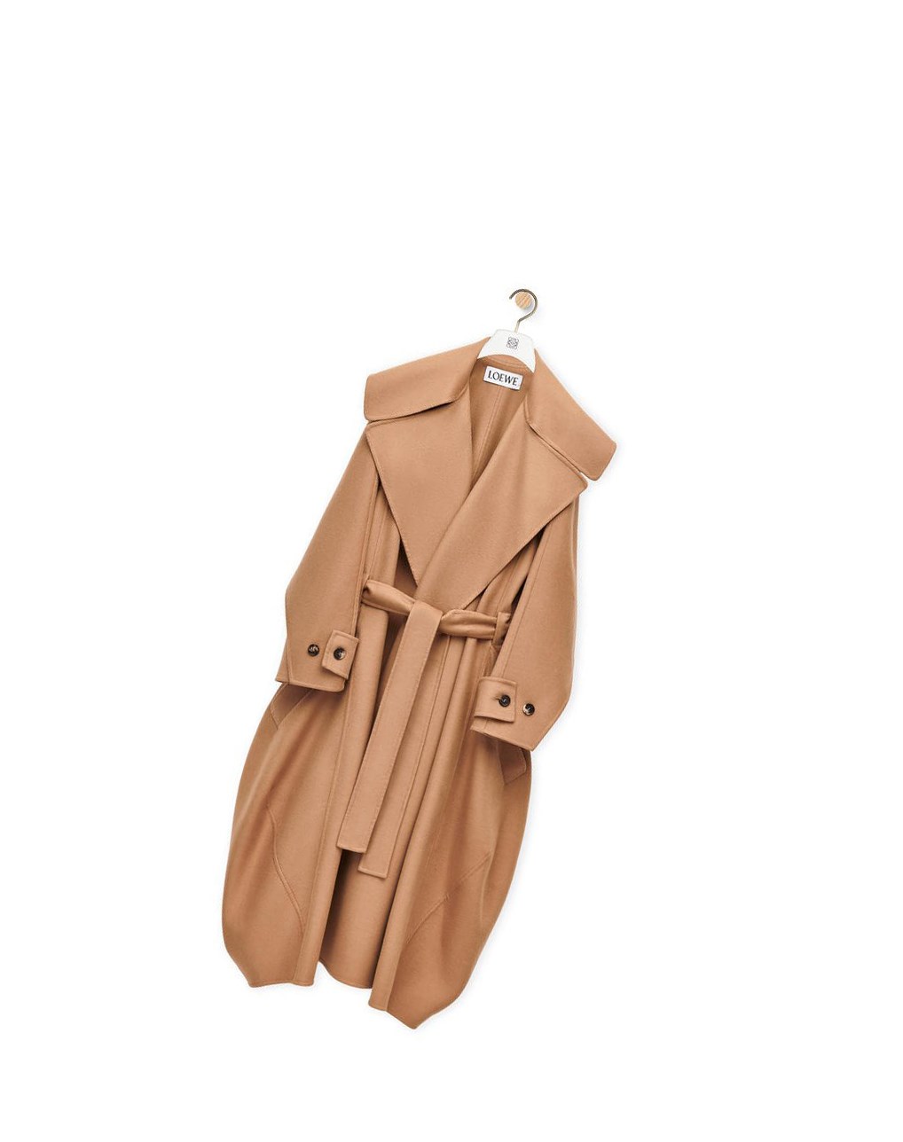 Loewe Belted coat in wool and cashmere Camel | LMIPH-3510