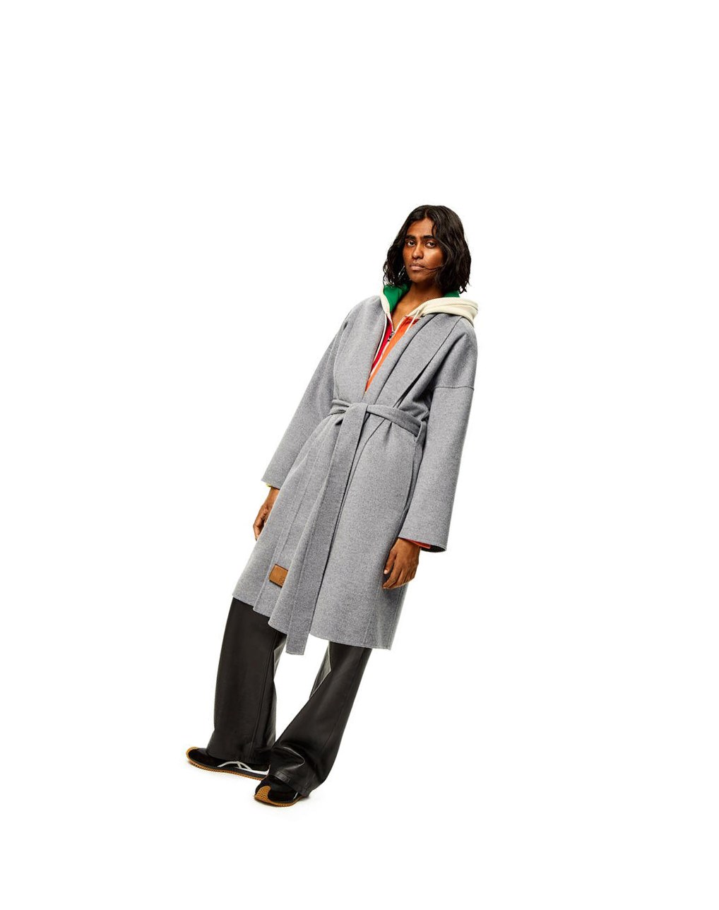 Loewe Belted coat in wool and cashmere Grises | AFZQB-5870