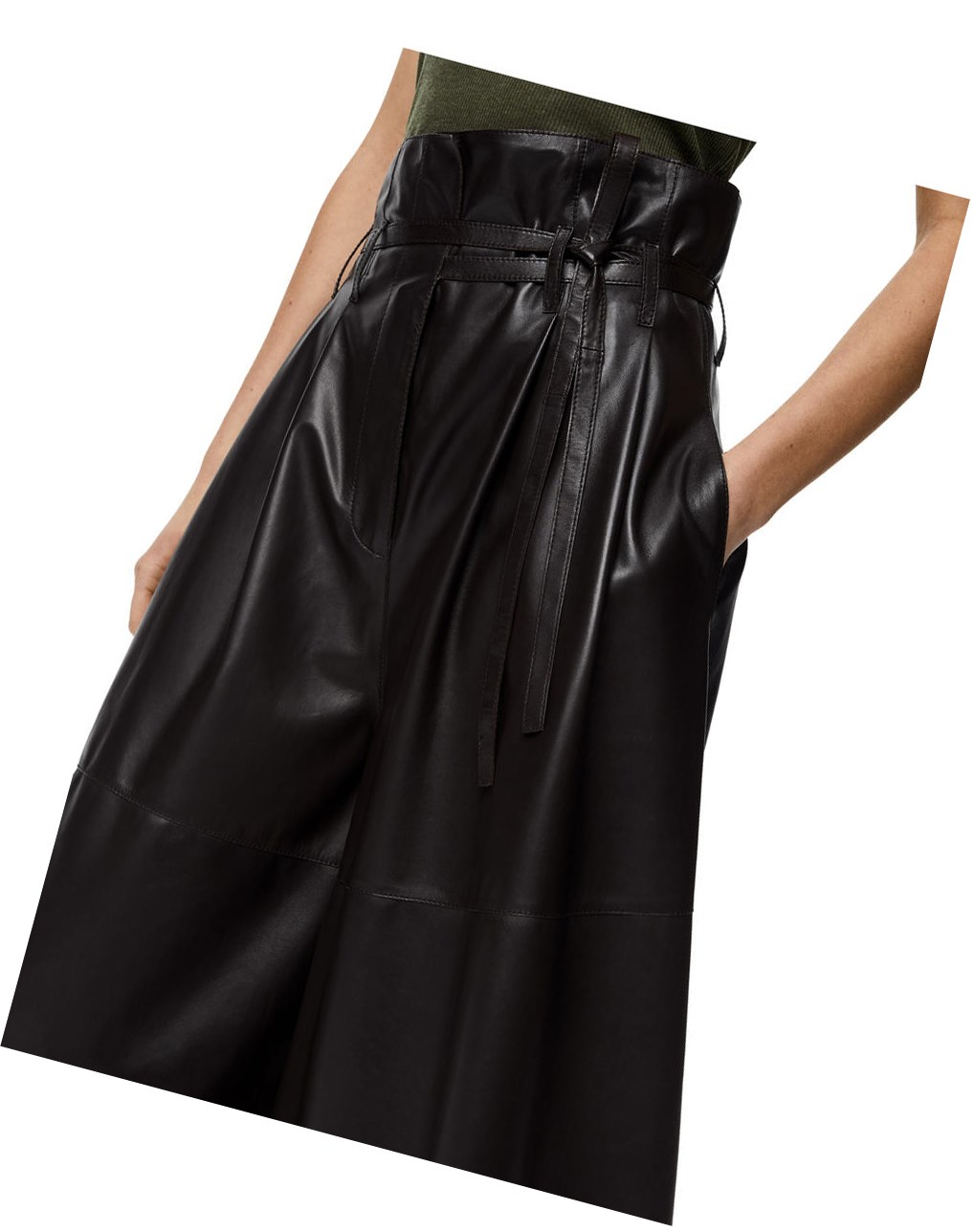 Loewe Belted culotte trousers in nappa Negros Marrom | SWFIV-8260