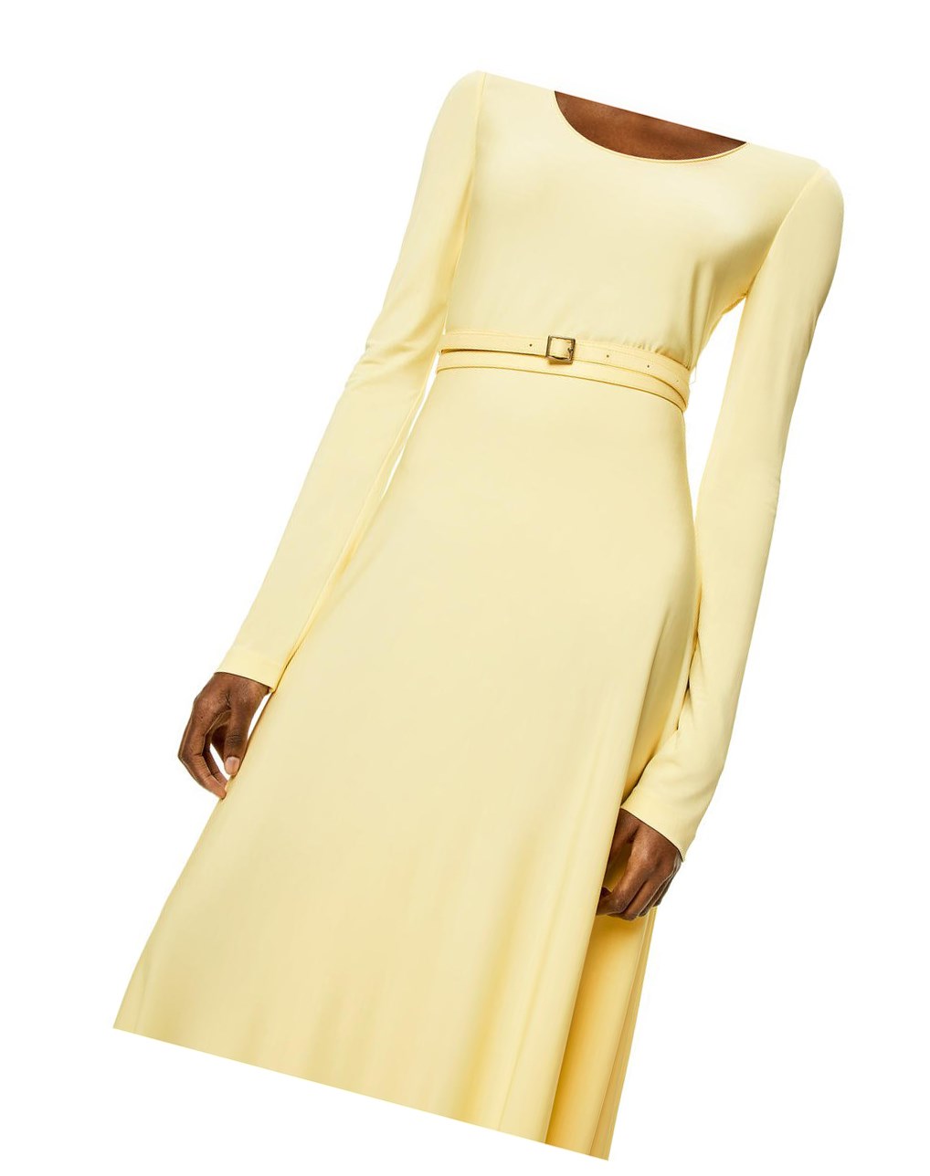Loewe Belted midi dress in viscose Amarillos Claro | IECXL-6325