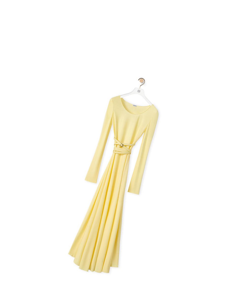 Loewe Belted midi dress in viscose Amarillos Claro | IECXL-6325