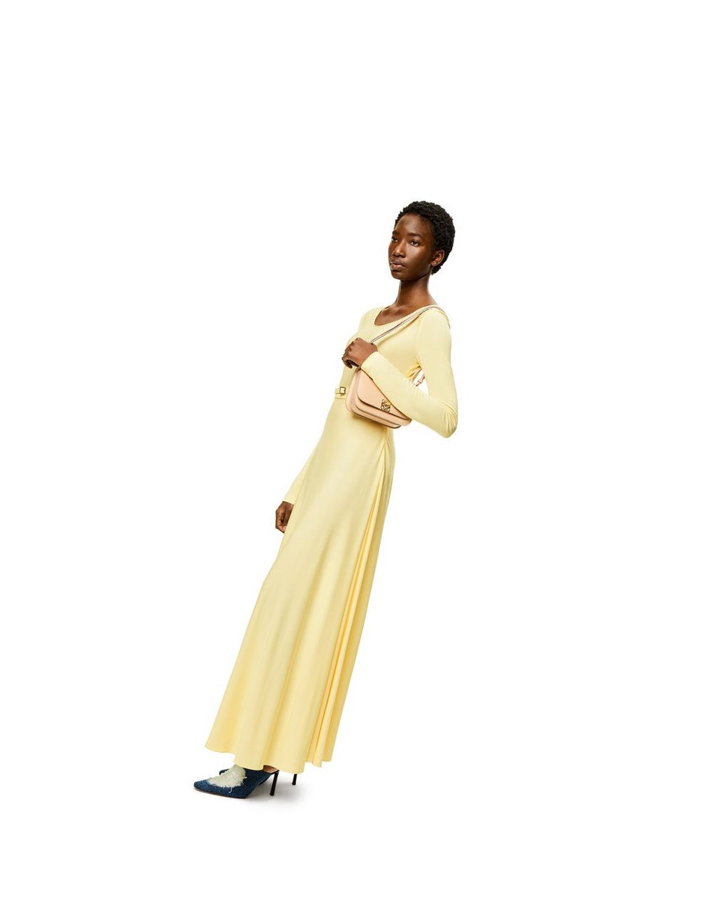Loewe Belted midi dress in viscose Amarillos Claro | IECXL-6325