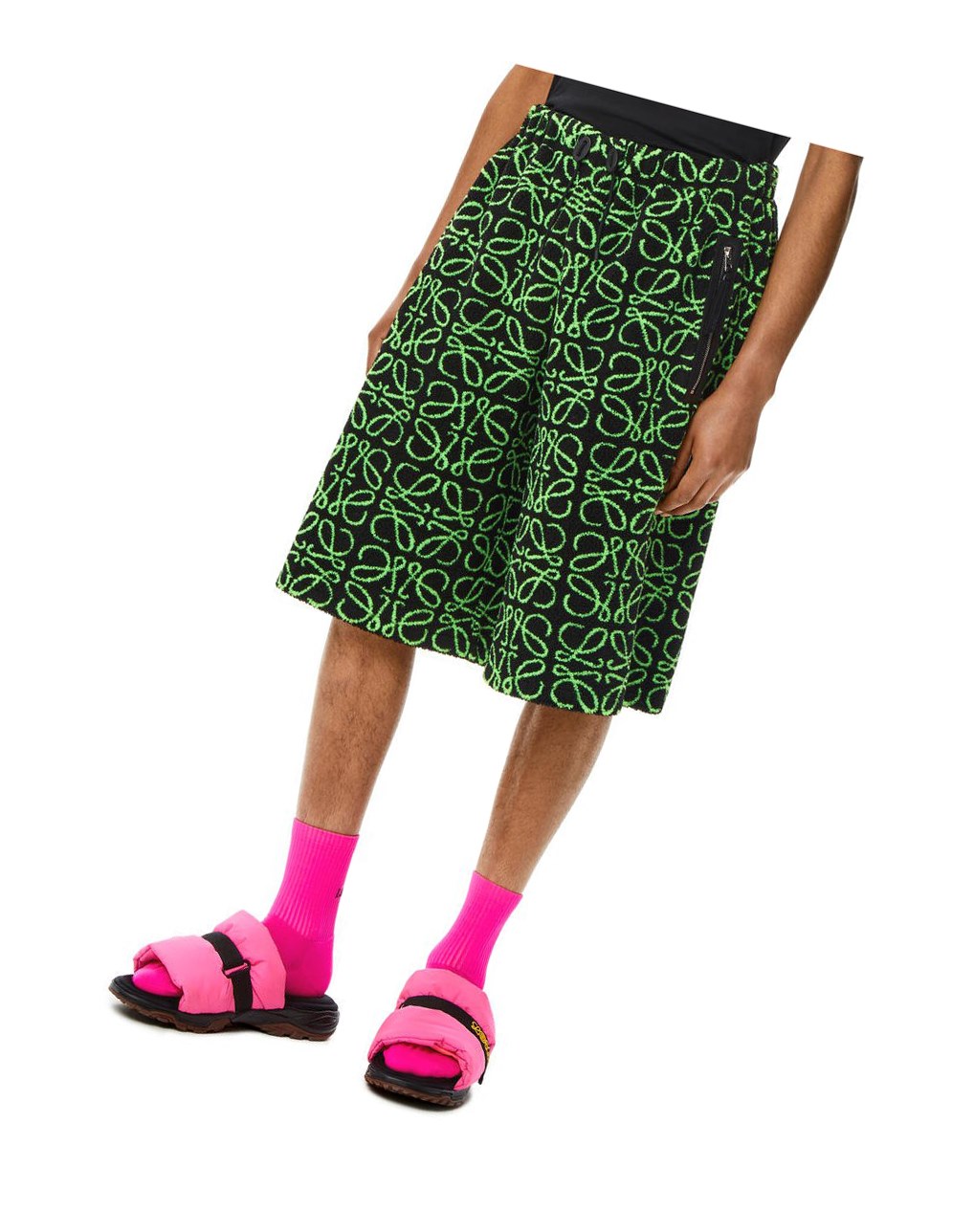 Loewe Bermuda shorts in Anagram jacquard fleece Negros Verdes | RPKZS-7362