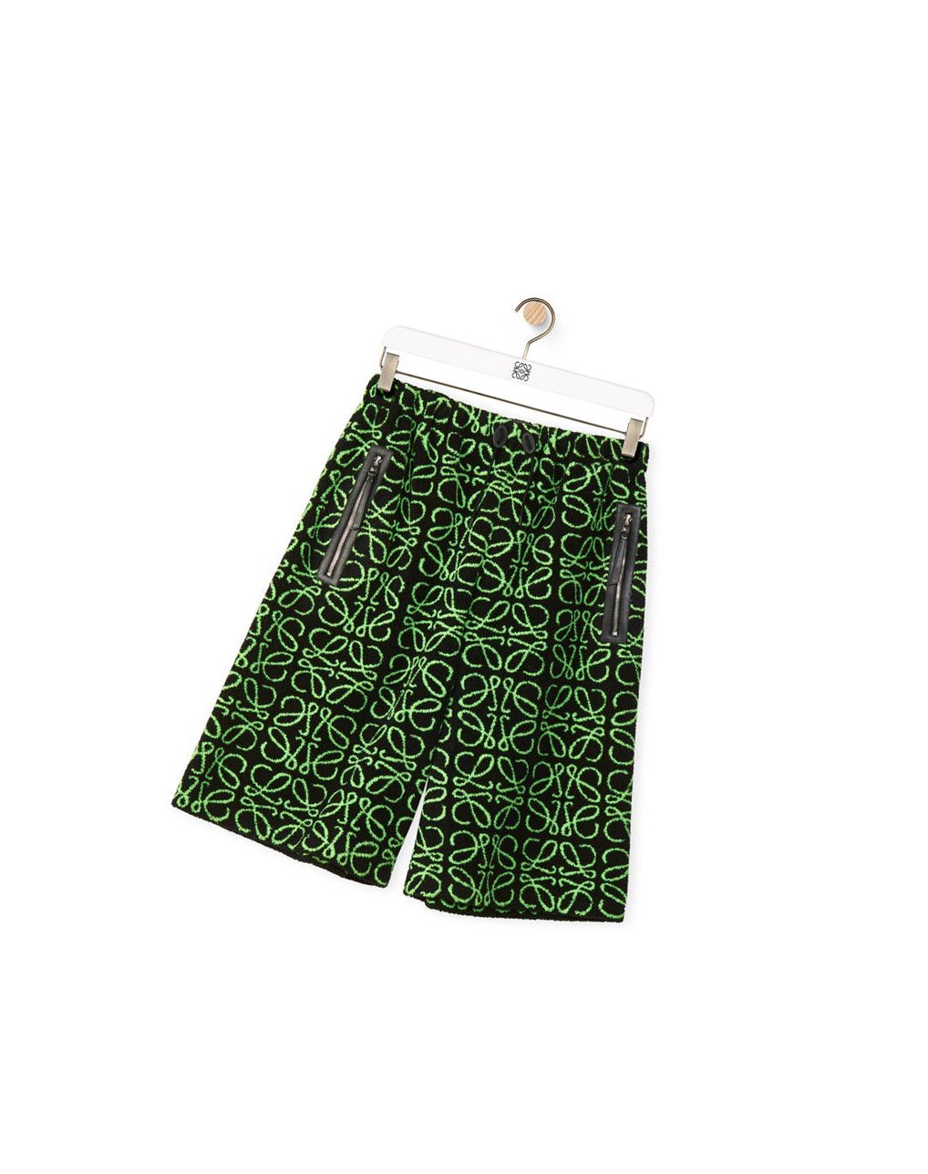 Loewe Bermuda shorts in Anagram jacquard fleece Negros Verdes | RPKZS-7362