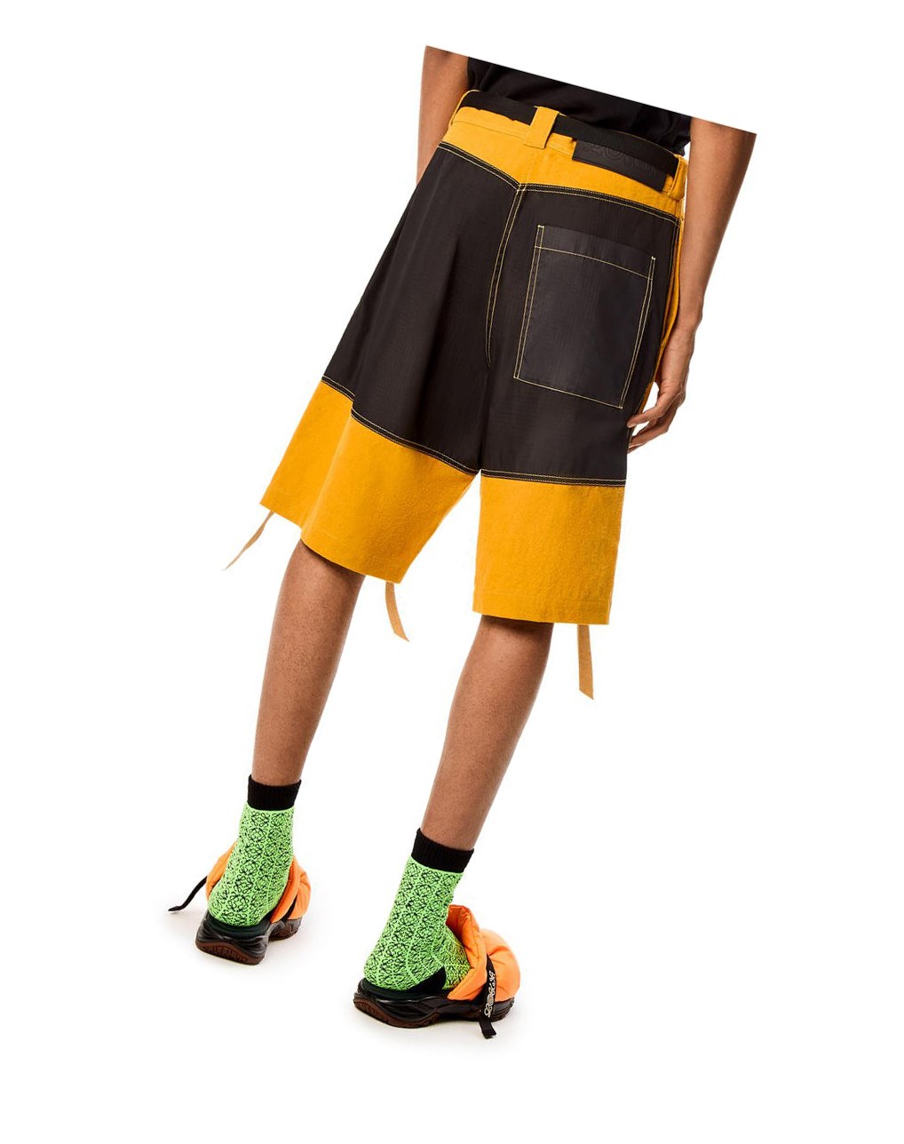 Loewe Bi-material bermuda shorts in cotton and linen Sunflower | BEFND-6875