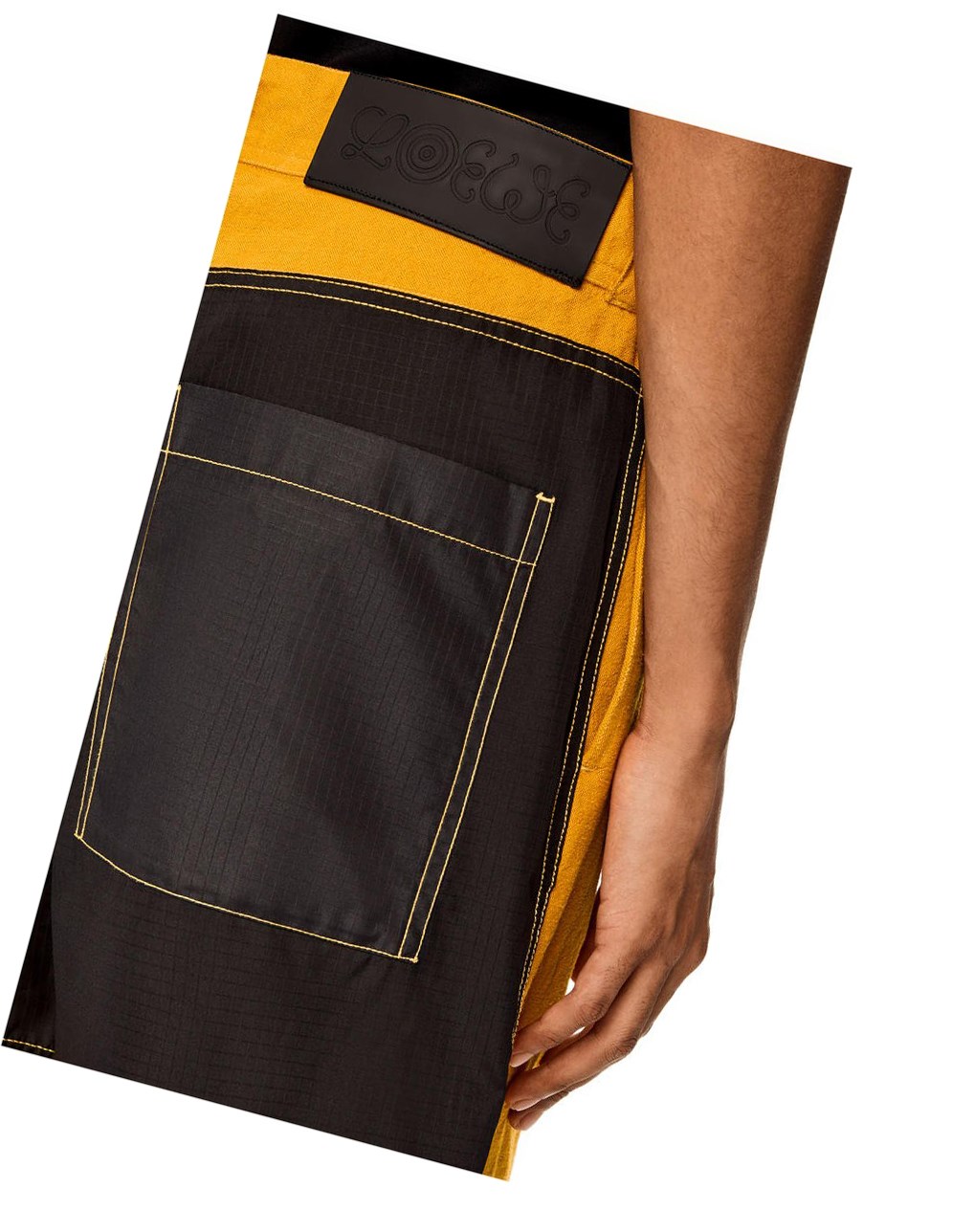 Loewe Bi-material bermuda shorts in cotton and linen Sunflower | BEFND-6875