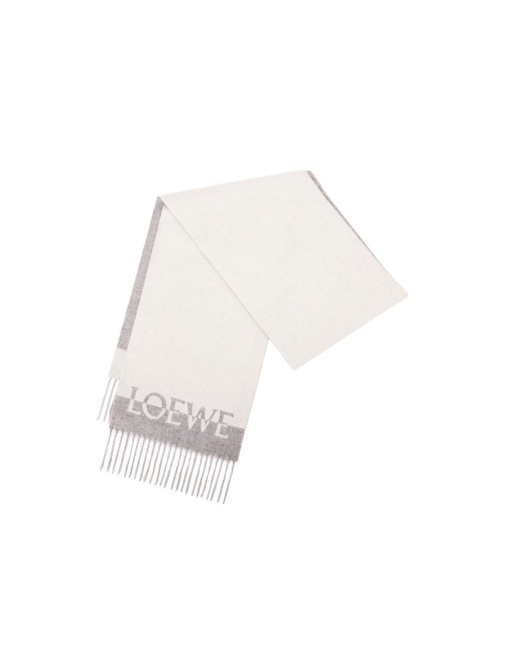 Loewe Bicolour LOEWE scarf in wool and cashmere Blancos Grises Claro | TWZGL-1428