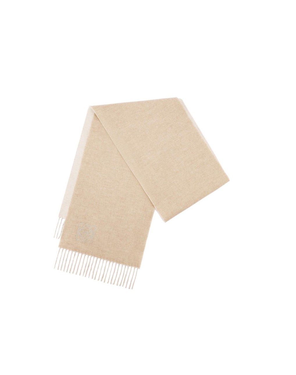 Loewe Bicolour scarf in wool and cashmere Ivory / Sand | ADFGZ-6391