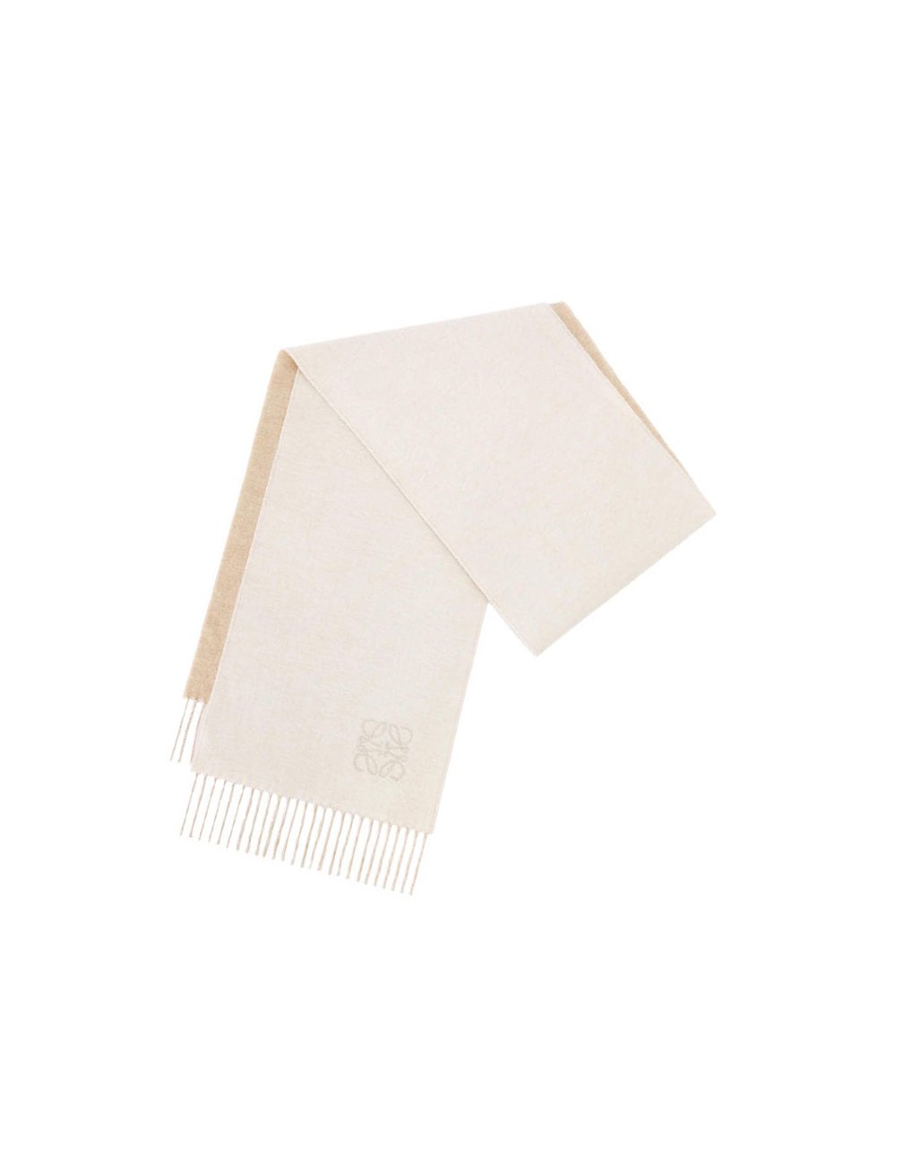 Loewe Bicolour scarf in wool and cashmere Ivory / Sand | ADFGZ-6391