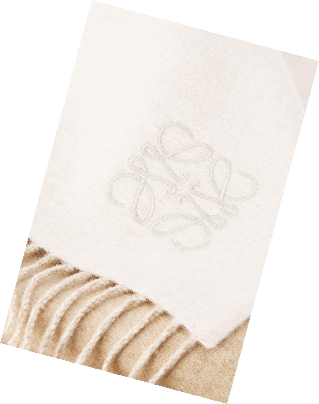 Loewe Bicolour scarf in wool and cashmere Ivory / Sand | ADFGZ-6391