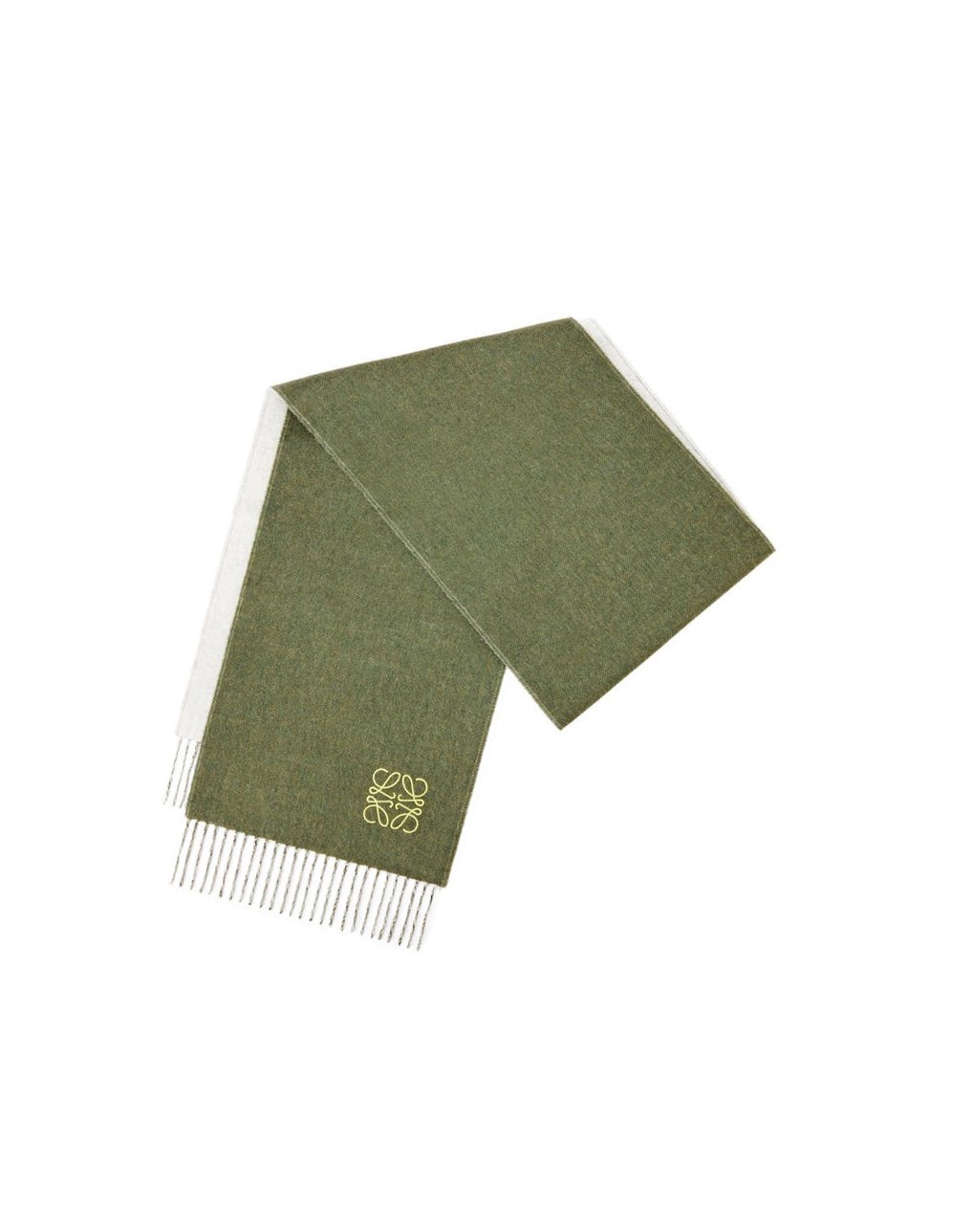 Loewe Bicolour scarf in wool and cashmere Kaki Verdes | CSWBR-5678