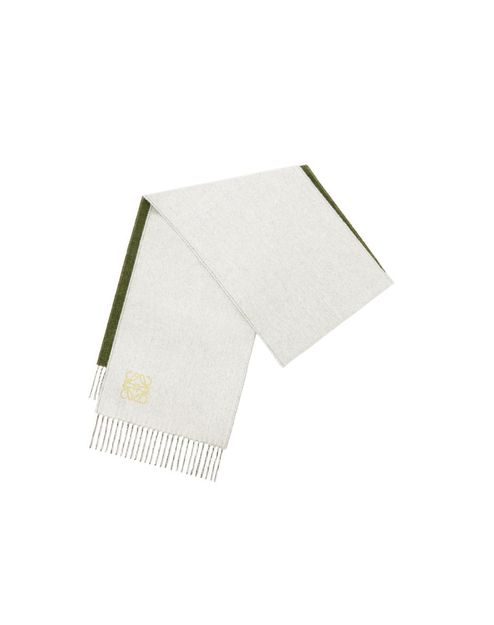 Loewe Bicolour scarf in wool and cashmere Kaki Verdes | DWNYQ-0432