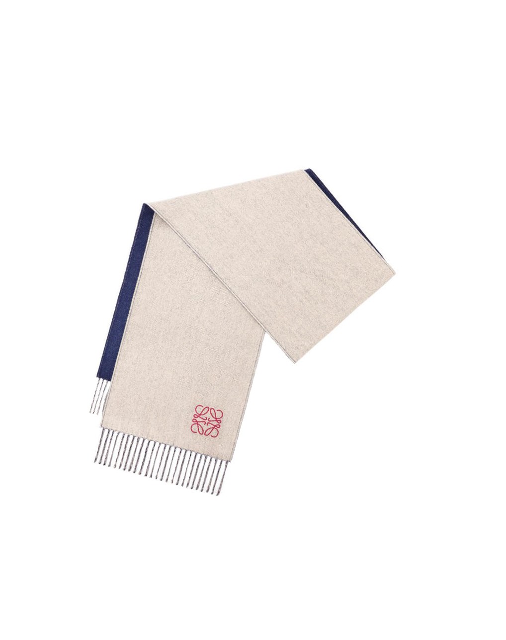 Loewe Bicolour scarf in wool and cashmere Azul Marino Creme | VEHBQ-7469