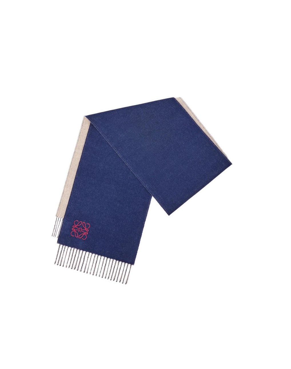 Loewe Bicolour scarf in wool and cashmere Azul Marino Creme | VEHBQ-7469