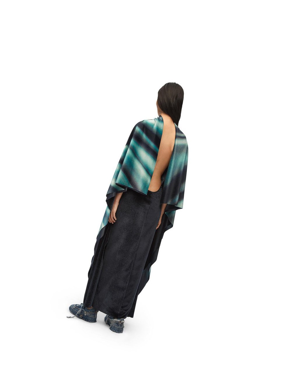 Loewe Body print kaftan dress in velvet Grises | NSJAC-0758