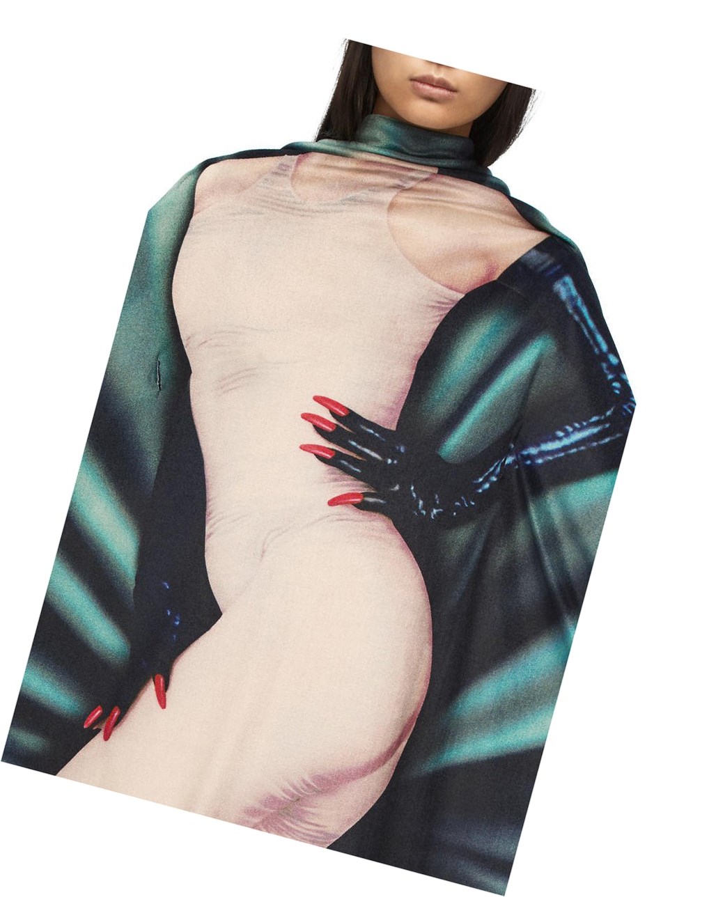 Loewe Body print kaftan dress in velvet Grises | NSJAC-0758