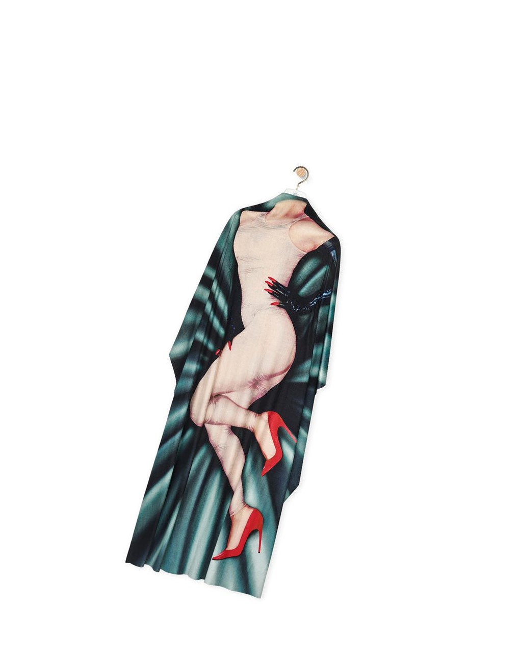 Loewe Body print kaftan dress in velvet Grises | NSJAC-0758